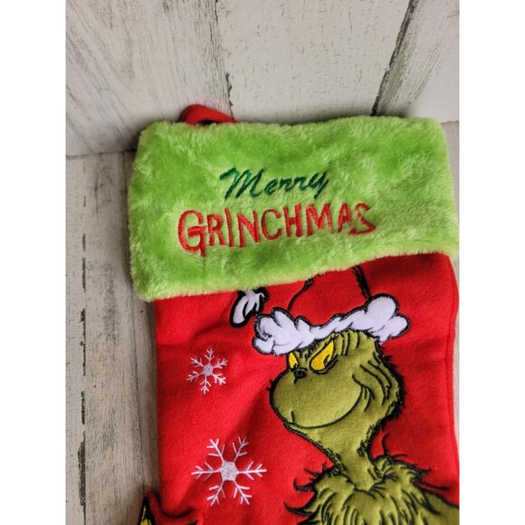 Merry grinchmas Grinch red stocking Xmas hanging home decor - Picture 3 of 7
